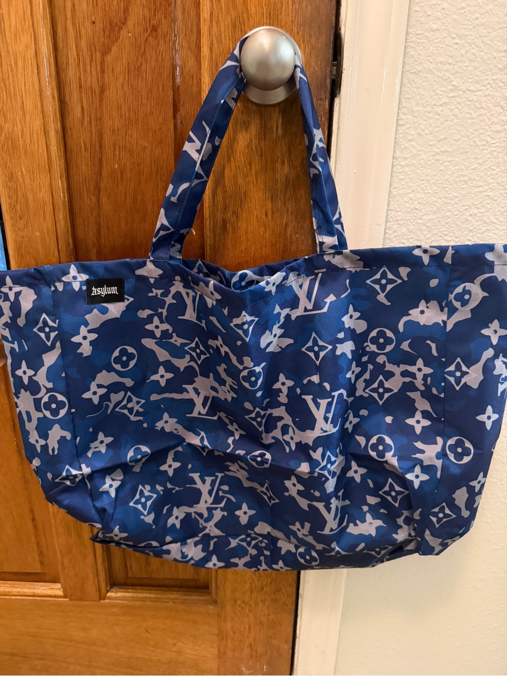 Asylum Blue Logo-Print Tote Bag